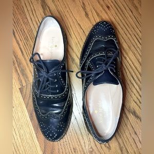 Kate Spade Leather Oxfords Navy Blue Size 7